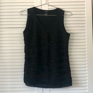 Ann Taylor Sleeveless - Gathered Crepe Front - Black - S